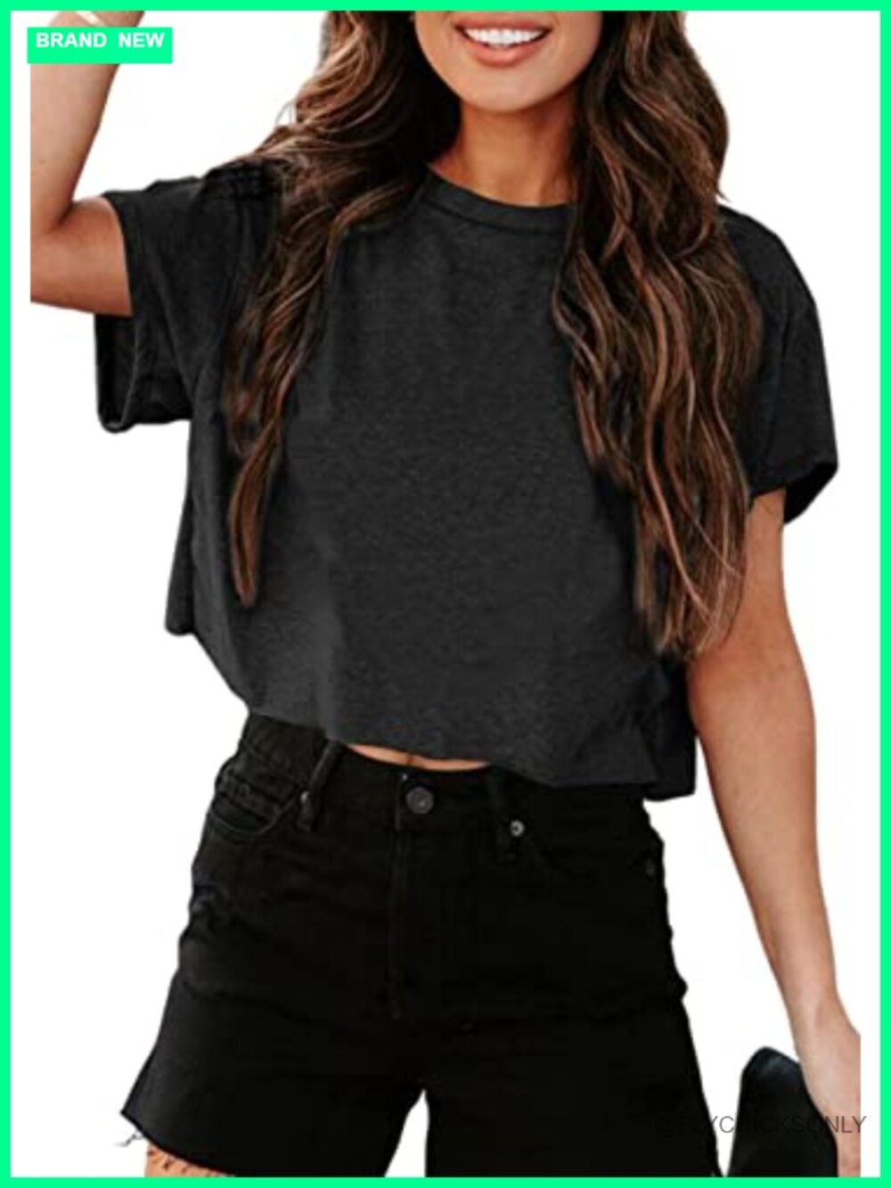 Tankaneo Women Short Sleeve Cropped T-Shirt Crew Neck Summer Basic Tee